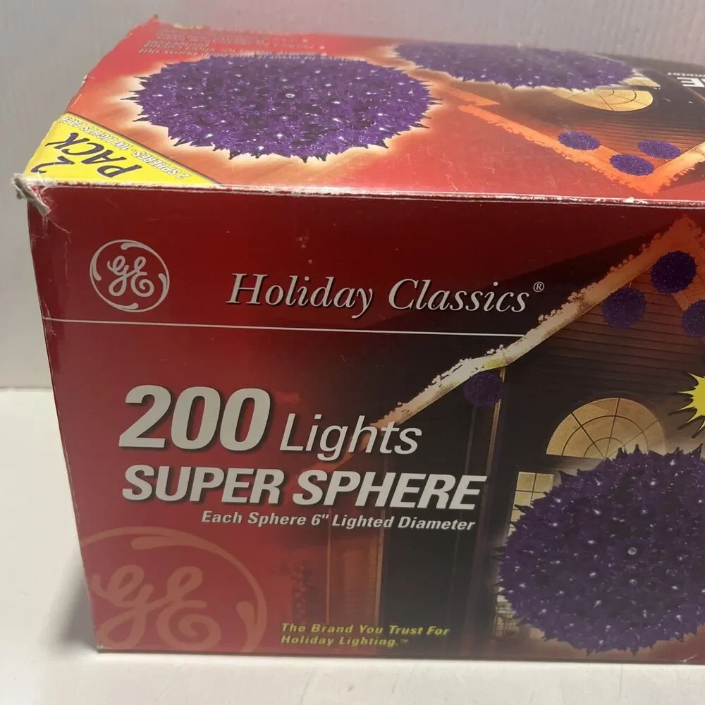 GE ︱Holiday Classics ︱200 Lights ︱Super Sphere ︱ Purple Light Set︱Open Box-New